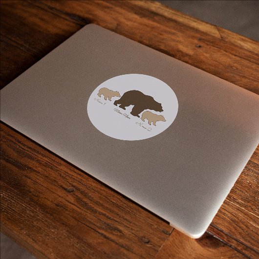 Aangepaste Mama Beer Met 2 Kinder Namen Moederdag Ronde Sticker
