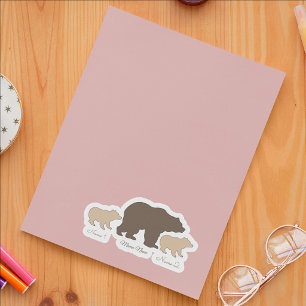Aangepaste Mama Beer Met 2 Kinder Namen Moederdag  Sticker