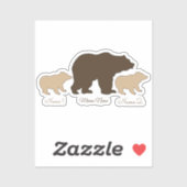 Aangepaste Mama Beer Met 2 Kinder Namen Moederdag Sticker (Vel)