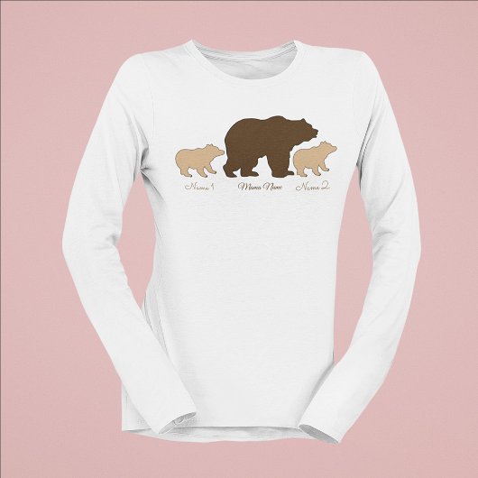 Aangepaste Mama Beer Met 2 Kinder Namen Moederdag T-shirt