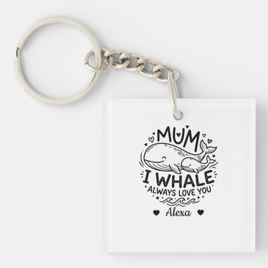 aangepaste mama ik walvis zal altijd van je houden sleutelhanger (Voorkant)
