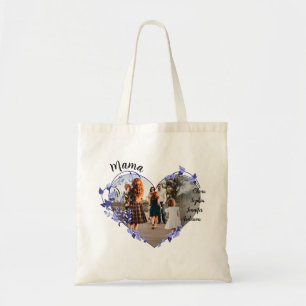 Aangepaste mama met Kinder namen & foto   bloemhar Tote Bag