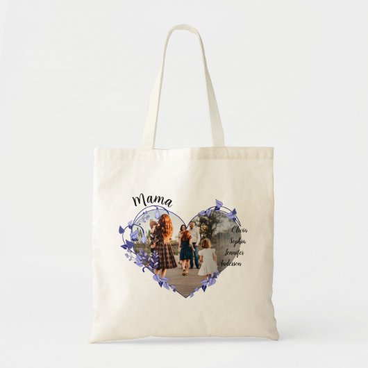 Aangepaste mama met Kinder namen & foto | bloemhar Tote Bag (Voorkant)