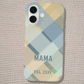 Aangepaste Mama Opgericht Jaar Pastel Geruite iPhone 16 Hoesje