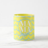 Aangepaste MAMA-scriptnaam Geel Blauwe Scallop Mok (Midden)