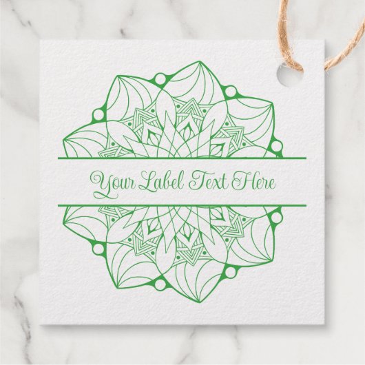 Aangepaste Mandala Folie Label Tag - Groene Accent (Achterkant)