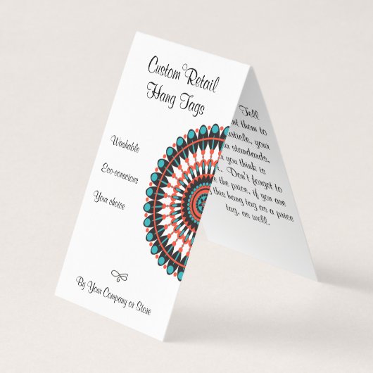 Aangepaste Mandala gevouwen Tent Hang Labels Visitekaartje (Voorkant)