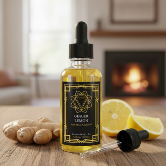 Aangepaste Manipura Zonneplexus Chakra Etherische  Wijn Etiket