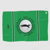 Aangepaste mannelijke golfer bal groene monogram g golfhanddoek (Horizontaal)