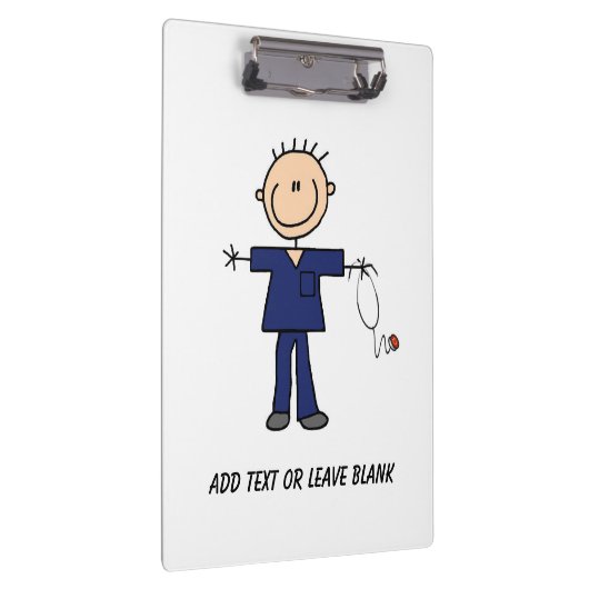 Aangepaste mannelijke Stick Figuur Nurse Aide Klem Klembord (Rechts)