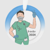 Aangepaste mannelijke verpleegsters scrubs Collect Ornament (voorkant)