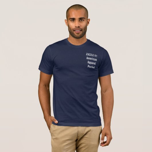 Aangepaste Mannen AMERICAN APPAREL POCKET T-SHIRT (Voorkant volledig)