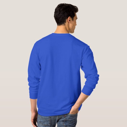 Aangepaste Mannen BLAUW LONG SLEEVE T-SHIRT (Achterkant volledig)