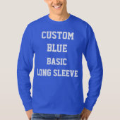 Aangepaste Mannen BLAUW LONG SLEEVE T-SHIRT (Voorkant)