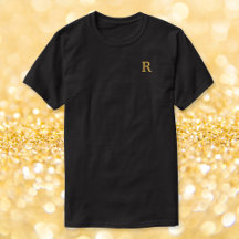 Aangepaste Mannen geborduurde Faux Gold Monogram T