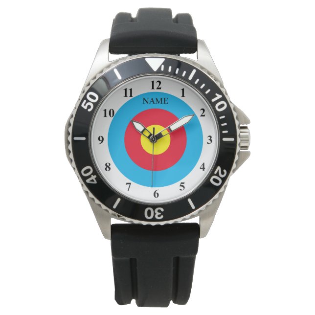 Aangepaste mannen horloge met boogschietdoel bulls (Voorkant)