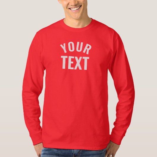 Aangepaste Mannen lange mouw diep rood Sjabloon mo T-shirt (Voorkant)