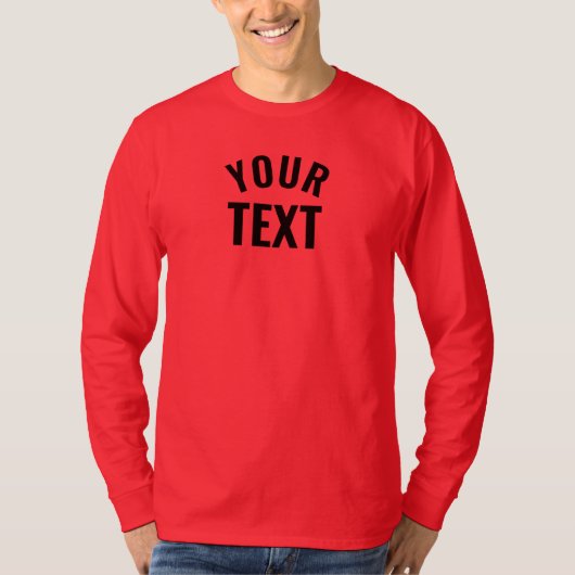 Aangepaste Mannen lange mouw diep rood Sjabloon mo T-shirt (Voorkant)