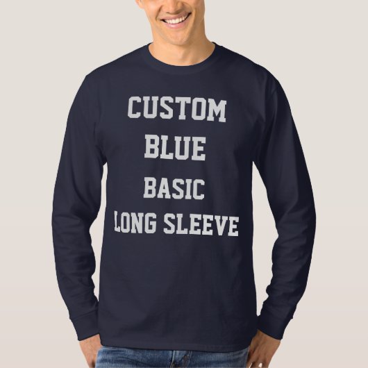 Aangepaste Mannen NAVY LONG SLEEVE T-SHIRT (Voorkant)