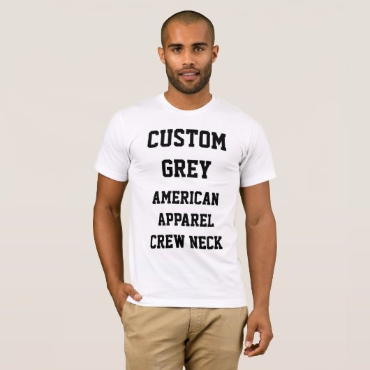 Aangepaste Mannen SILVER GRAY AMERICAN APPAREL T-S T-shirt (Voorkant volledig)