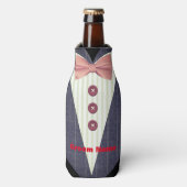 Aangepaste Mannen Tuxedo Shirt Flesjeskoeler (Fles Voorkant)