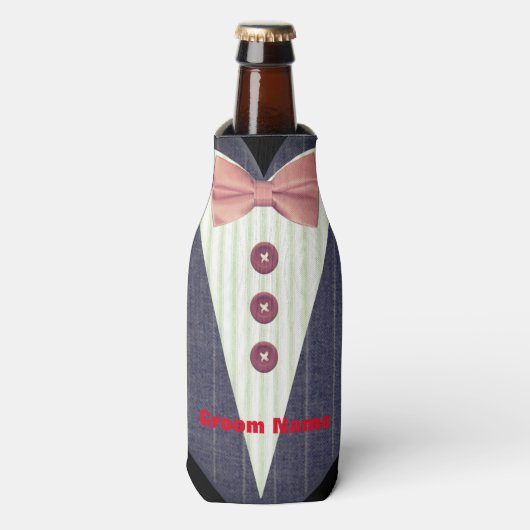 Aangepaste Mannen Tuxedo Shirt Flesjeskoeler (Fles Voorkant)