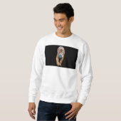 Aangepaste Mannen Witte sweatshirt met looptijger (Voorkant volledig)