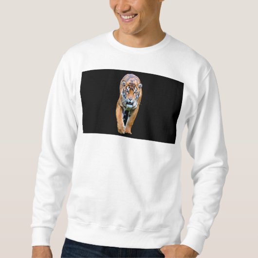 Aangepaste Mannen Witte sweatshirt met looptijger (Voorkant)