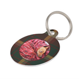 Aangepaste Maple Leaf Tartan Bourgondische Hond Huisdierpenning