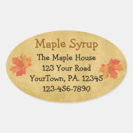 Aangepaste Maple Syrup-mantel laat ovaal Sticker a
