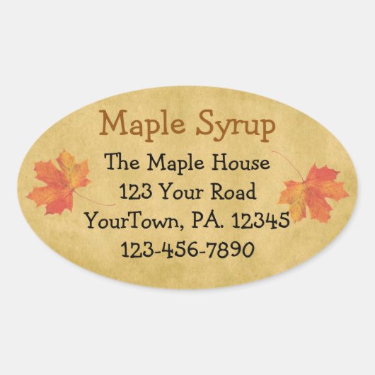 Aangepaste Maple Syrup-mantel laat ovaal Sticker a (Voorkant)