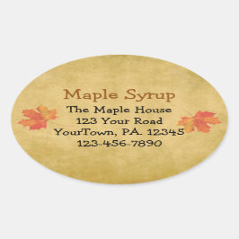 Aangepaste Maple Syrup-mantel laat ovaal Sticker a