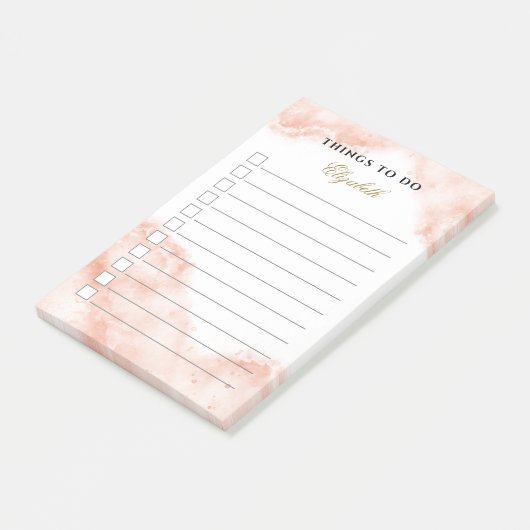 Aangepaste Marble Peachy Terracotta om lijst te do Post-it® Notes (Schuin)