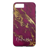 Aangepaste Marble Phone Case Burgundy (Achterkant)