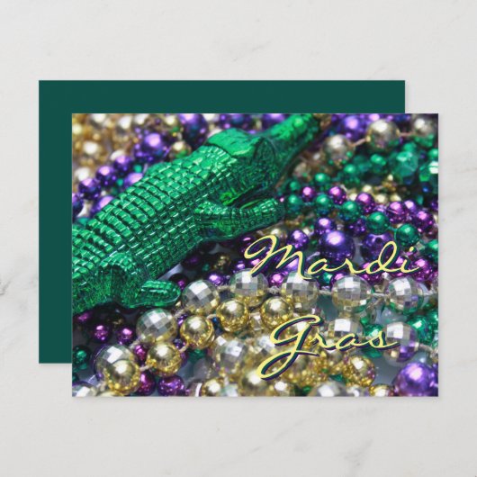 Aangepaste mardi Gras Alligator-partijkaarten Kaart (Voorkant / Achterkant)