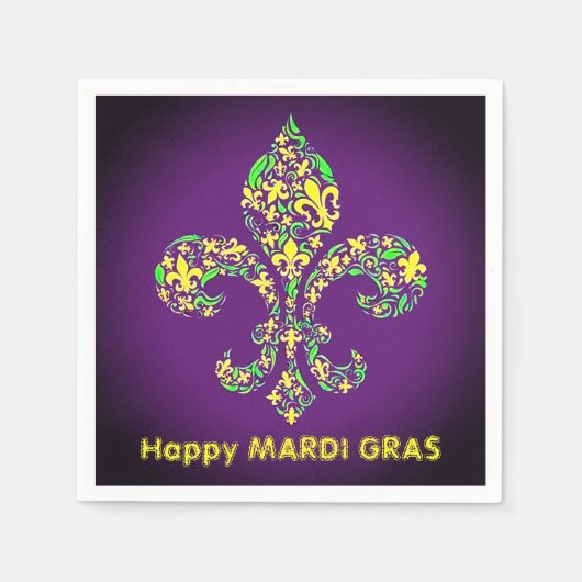 Aangepaste MARDI GRAS Fleur de Lis Disposable Cock Servet (Voorkant)