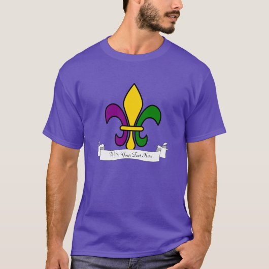 Aangepaste Mardi Gras fleur-de-lys T-shirt (Voorkant)