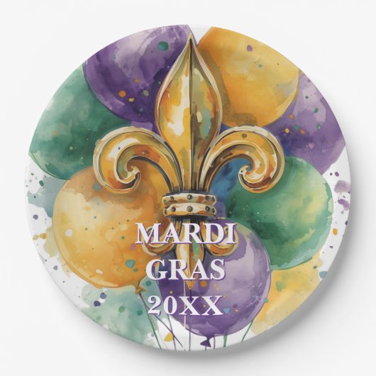 Aangepaste Mardi Gras Kleuren Papieren Bordje (Voorkant)