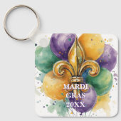 Aangepaste Mardi Gras Kleuren Sleutelhanger (Voorkant)
