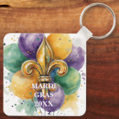 Aangepaste Mardi Gras Kleuren Sleutelhanger (Achterkant)