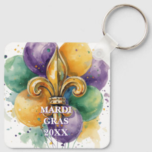 Aangepaste Mardi Gras Kleuren Sleutelhanger