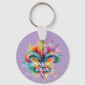 Aangepaste Mardi Gras Kleuren Sleutelhanger (Achterkant)