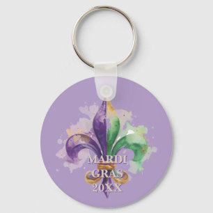 Aangepaste Mardi Gras Kleuren Sleutelhanger
