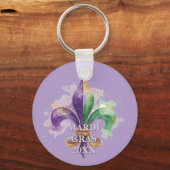 Aangepaste Mardi Gras Kleuren Sleutelhanger (Achterkant)