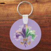 Aangepaste Mardi Gras Kleuren Sleutelhanger (Voorkant)