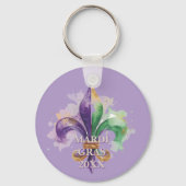 Aangepaste Mardi Gras Kleuren Sleutelhanger (Achterkant)