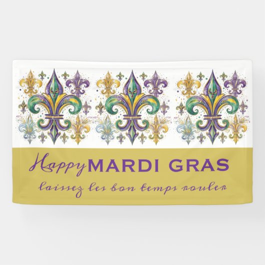 Aangepaste Mardi Gras Kleuren Spandoek (Horizontaal)