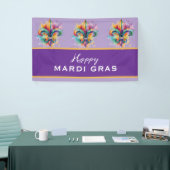 Aangepaste Mardi Gras Kleuren Spandoek (Beurs)