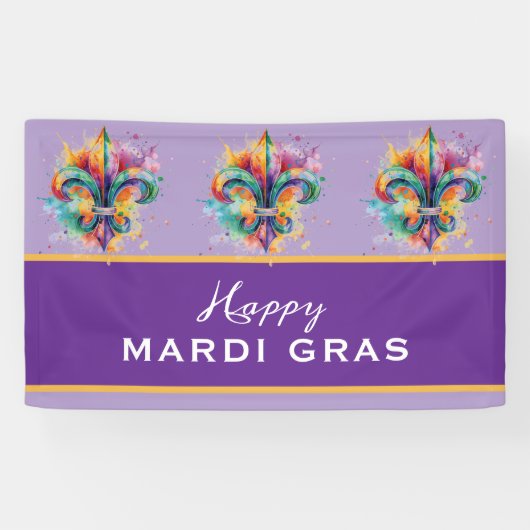 Aangepaste Mardi Gras Kleuren Spandoek (Horizontaal)