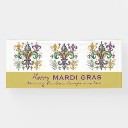 Aangepaste Mardi Gras Kleuren Spandoek (Horizontaal)
